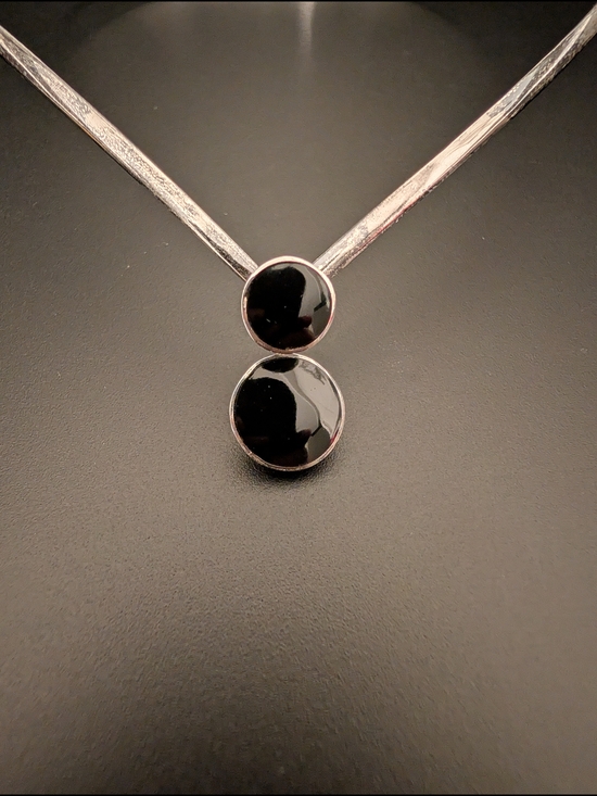 Silver Choker Necklace With Black Onyx - Picture 10 of 15